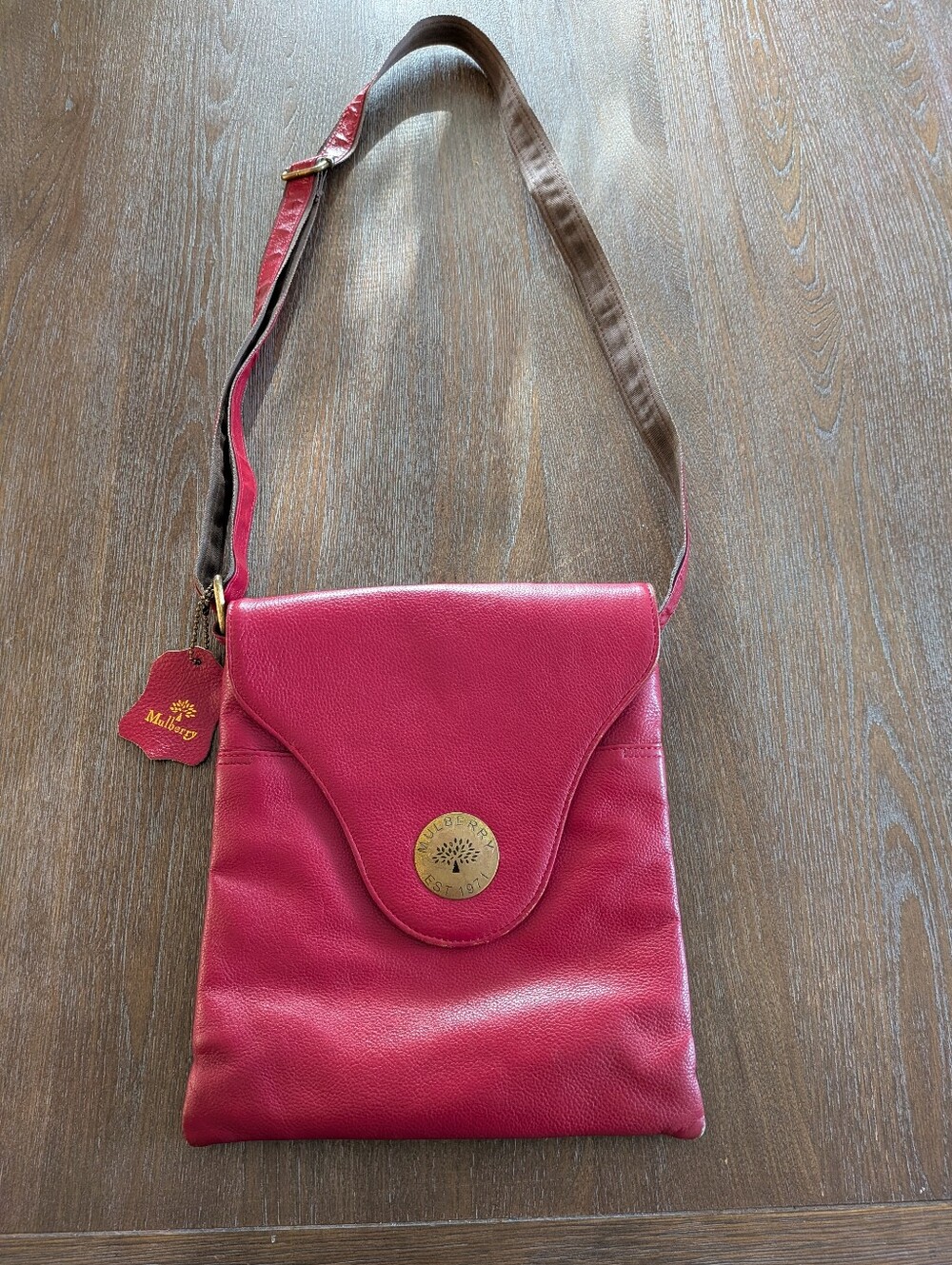 Mulberry Leather Bag Messenger Red